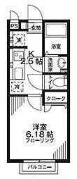 グローリー赤堤 1Kの間取図画像
