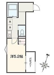 MELLAS北与野 1Kの間取図画像
