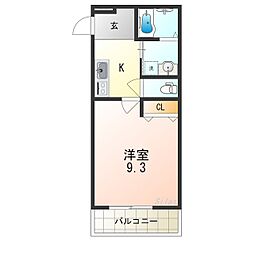 フジパレス長原ウエスト 1Kの間取図画像