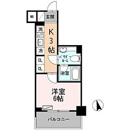 カスタリア大森3 1Kの間取図画像