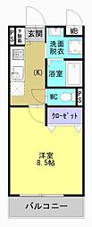 YM越猪 1Kの間取図画像