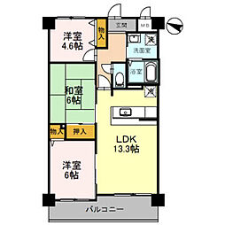フローラ南館 3LDKの間取図画像