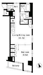 パークアクシス銀座イースト 1LDKの間取図画像