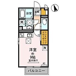 クレール出島 ワンルームの間取図画像