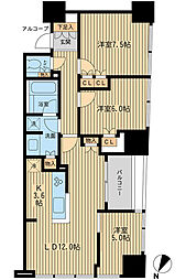 ザ・神宮前レジデンス 8階3LDKの間取り