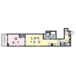 ヒカルサ泉大津条南町 1LDKの間取図画像