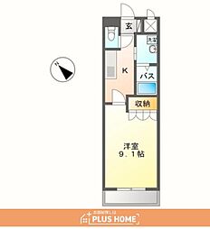 ピースフルモアメルセ 1Kの間取図画像