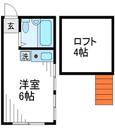 イーグル下高井戸 1階ワンルームの間取り