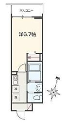MELLAS西浦和V 1Kの間取図画像