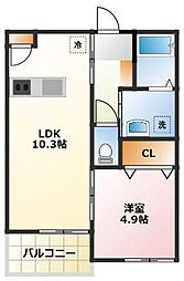 メゾンドゥレーヴ1 1LDKの間取図画像