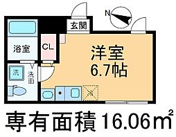 crealOUJISouth ワンルームの間取図画像