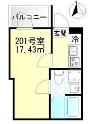 M-SQUARE 1Kの間取図画像