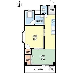 ベルメゾン三田 2DKの間取図画像
