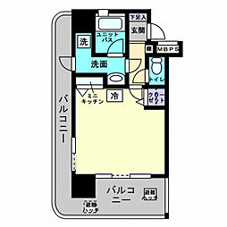 アルファコンフォート福岡西新 1Kの間取図画像