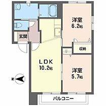 エーデルハイムＢ 203 ｜ 秋田県秋田市外旭川字三千刈121-1（賃貸アパート2LDK・2階・50.10㎡） その2