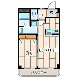 アプリコットハウス 1LDKの間取図画像