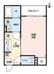JR片町線(学研都市線) 放出駅 徒歩9分の賃貸アパート 2階1Kの間取り
