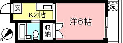 ルミネール荻野 1Kの間取図画像