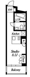 グランドコンシェルジュ都立大学 ワンルームの間取図画像
