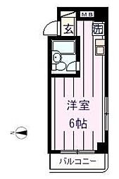 ビューロ目白台 4階ワンルームの間取り
