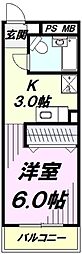 昭島コートエレガンスElle-D 1Kの間取図画像