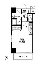 ルクレ池袋 1Kの間取図画像