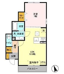 マノワール ドゥ 1階1LDKの間取り