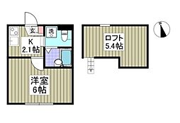 プラム相武台 1Kの間取図画像