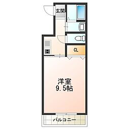 イーストハイツ 1Kの間取図画像