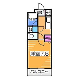 カーサヴェルディ 1Kの間取図画像