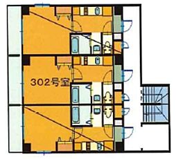 K-WEST 3階1Kの間取り