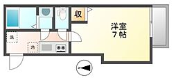 フラッティ千本鞍馬口 3階1Kの間取り