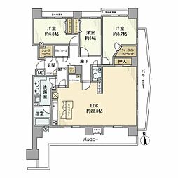 日神パレステージ本厚木グランビュー 3LDKの間取図画像