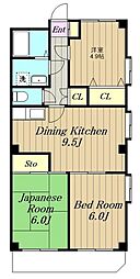 ドミールさがみ野 3LDKの間取図画像