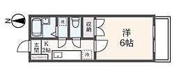 サンテリア三田 1Kの間取図画像