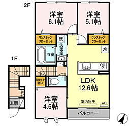 メゾンドプリュネA 3LDKの間取図画像