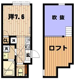 シュリップ溝の口 2階ワンルームの間取り