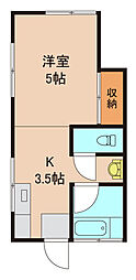 宝荘 1Kの間取図画像