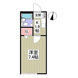 ヒルトップハイツ 1Kの間取図画像