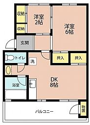 メゾン青葉台1 2DKの間取図画像