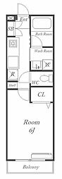スターダスト晴貞 1Kの間取図画像