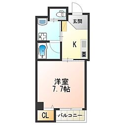 レクラン岸里東 5階1Kの間取り