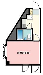 ブランネージュ 2階1Kの間取り