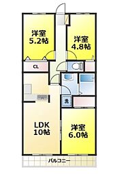 サニープレスキャッスルB 3LDKの間取図画像