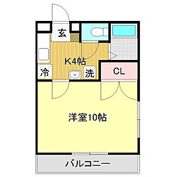 ハイネッツ1 1Kの間取図画像