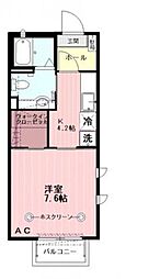 カモミール北野 1Kの間取図画像
