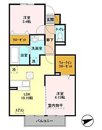 サザンハート吉岡B 2LDKの間取図画像