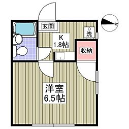 サバーブ滝頭 1Kの間取図画像