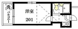 メゾンドパレス62 1Kの間取図画像