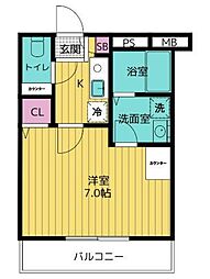 エフプレスト丸ケ崎 1Kの間取図画像